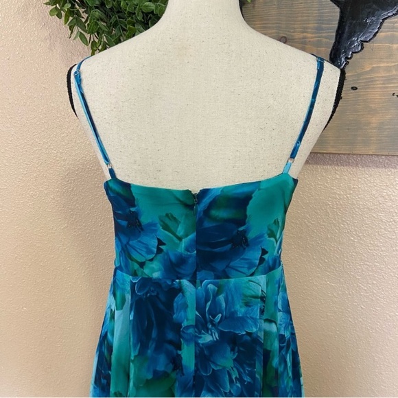 NWOT Lulus Beautiful Soul Teal Green Floral Print Twist-Front Maxi Dress - Picture 8 of 9
